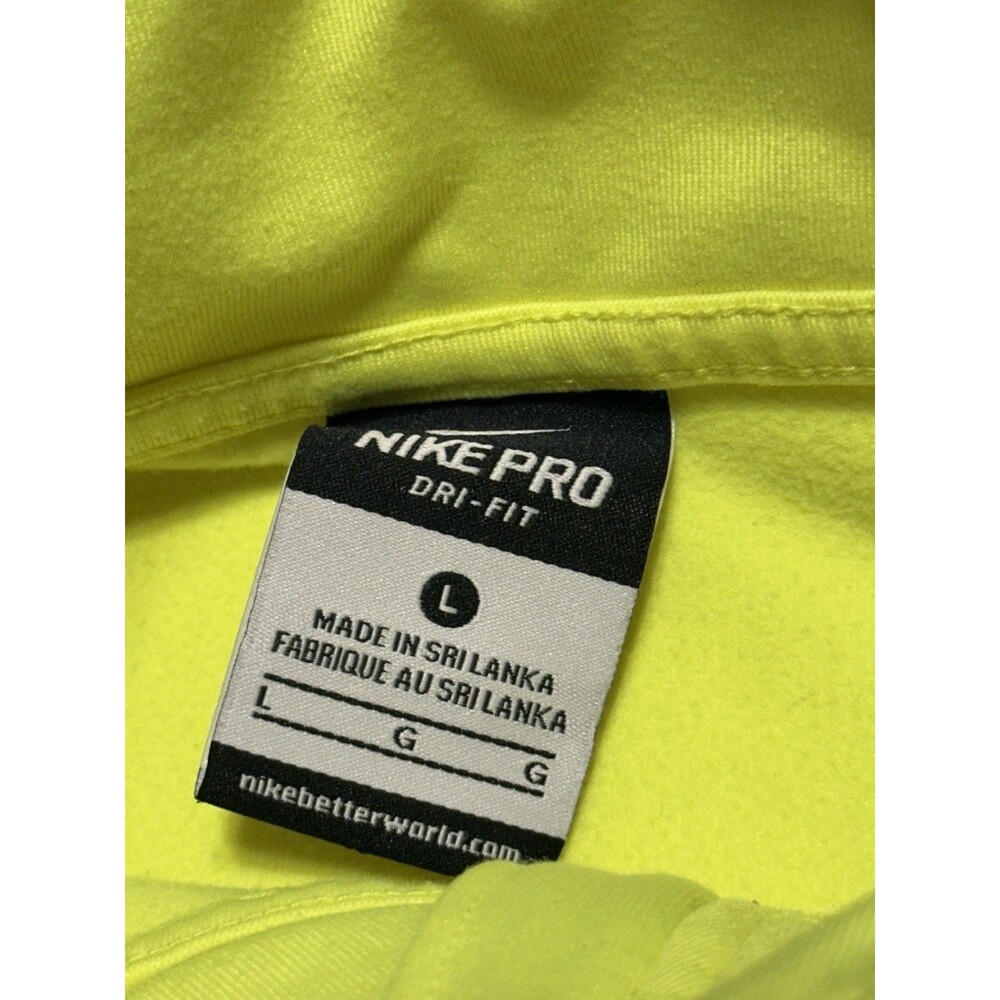Nike Pro Dri Fit HyperWarm 1/2 Zip Pullover Running Yellow Women’s Large *READ - Picture 7 of 13